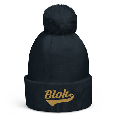 Blok Classic Logo - Pom Pom Beanie - Gold Embroidery