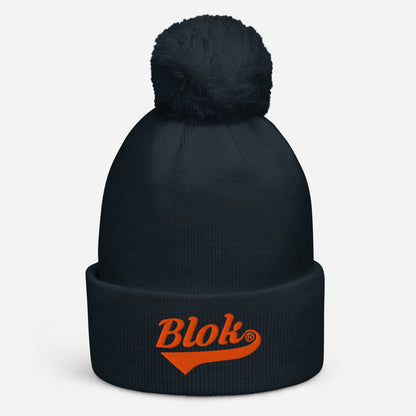 Blok Classic Logo - Pom Pom Beanie - Orange Embroidery