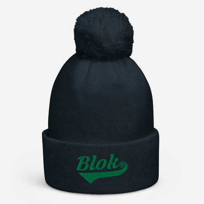 Blok Classic Logo - Pom Pom Beanie - Dark Green Embroidery