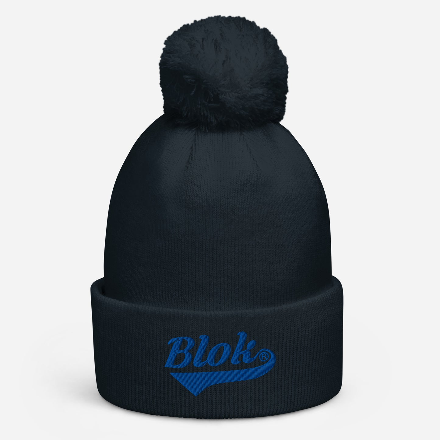 Blok Classic Logo - Pom Pom Beanie - Blue Embroidery