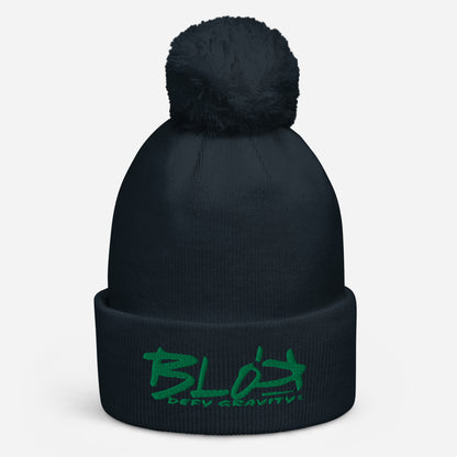 Blok Defy Gravity - Pom Pom Beanie - Dark Green Embroidery
