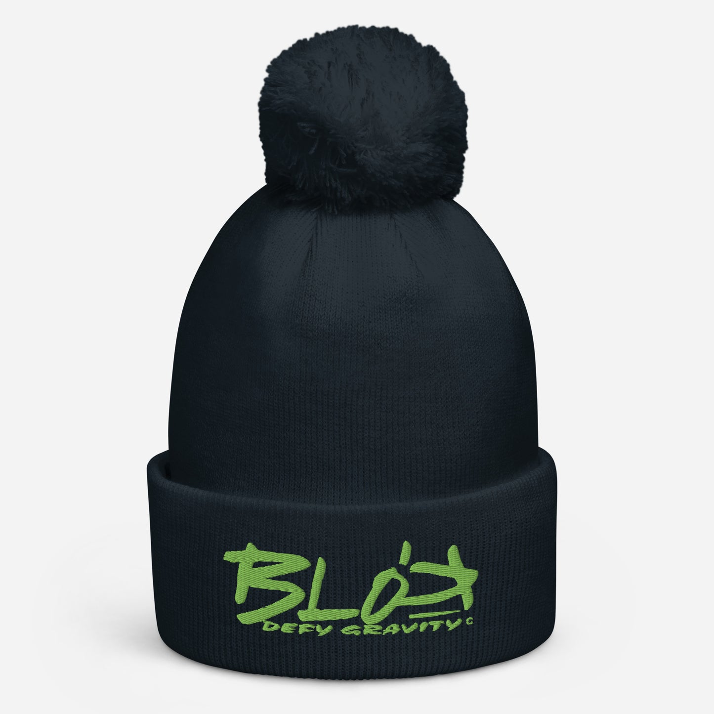 Blok Defy Gravity - Pom Pom Beanie - Lime Green Embroidery