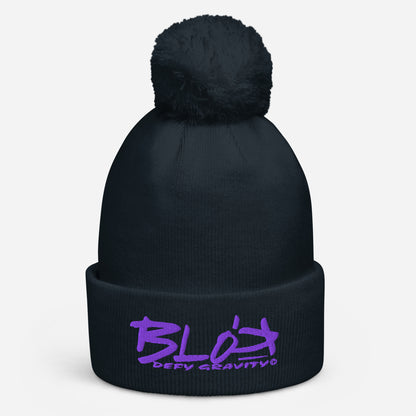 Blok Defy Gravity - Pom Pom Beanie - Purple Embroidery