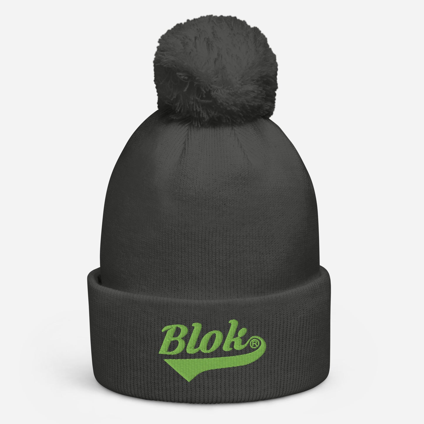 Blok Classic Logo - Pom Pom Beanie - Lime Green Embroidery