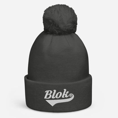 Blok Classic Logo - Pom Pom Beanie - White Embroidery