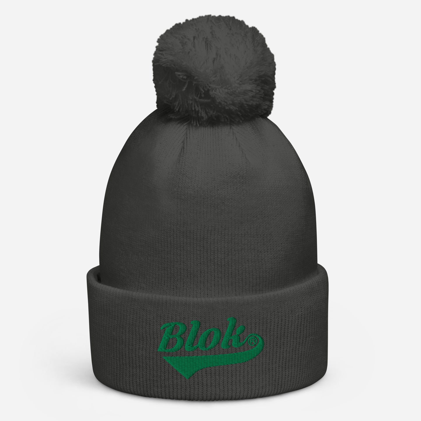Blok Classic Logo - Pom Pom Beanie - Dark Green Embroidery