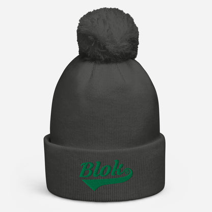 Blok Classic Logo - Pom Pom Beanie - Dark Green Embroidery