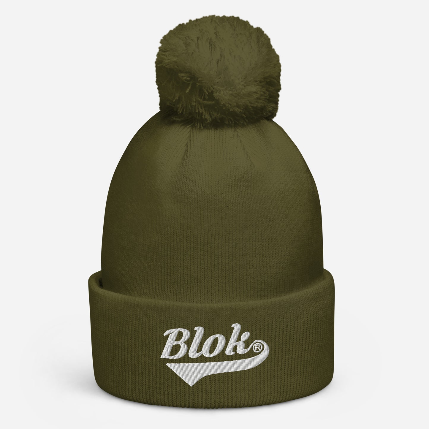 Blok Classic Logo - Pom Pom Beanie - White Embroidery