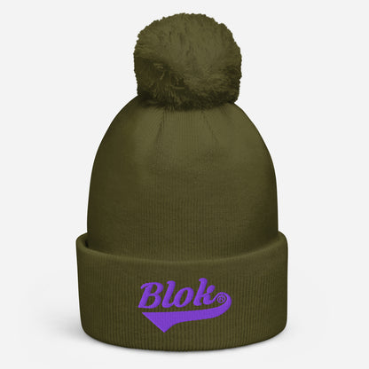 Blok Classic Logo - Pom Pom Beanie - Purple Embroidery