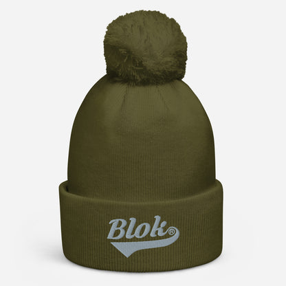 Blok Classic Logo - Pom Pom Beanie - Gray Embroidery