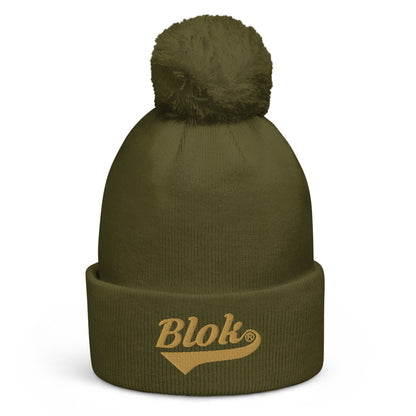 Blok Classic Logo - Pom Pom Beanie - Gold Embroidery