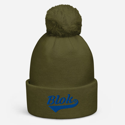 Blok Classic Logo - Pom Pom Beanie - Blue Embroidery
