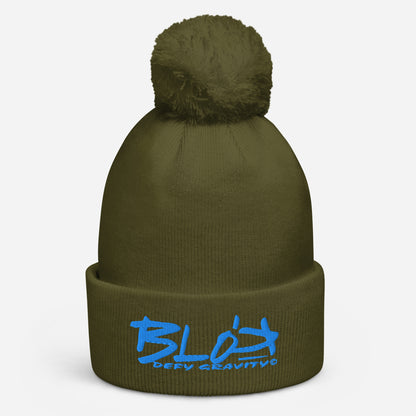 Blok Defy Gravity - Pom Pom Beanie - Blue Embroidery