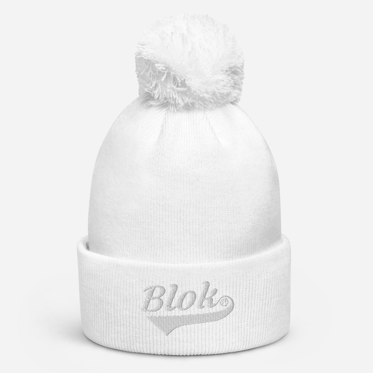 Blok Classic Logo - Pom Pom Beanie - White Embroidery