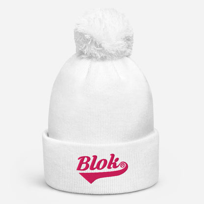 Blok Classic Logo - Pom Pom Beanie - Pink Embroidery