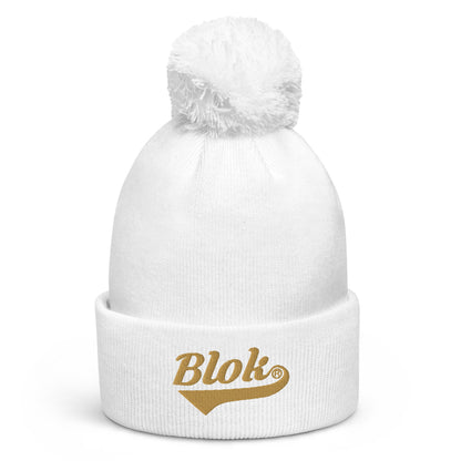 Blok Classic Logo - Pom Pom Beanie - Gold Embroidery