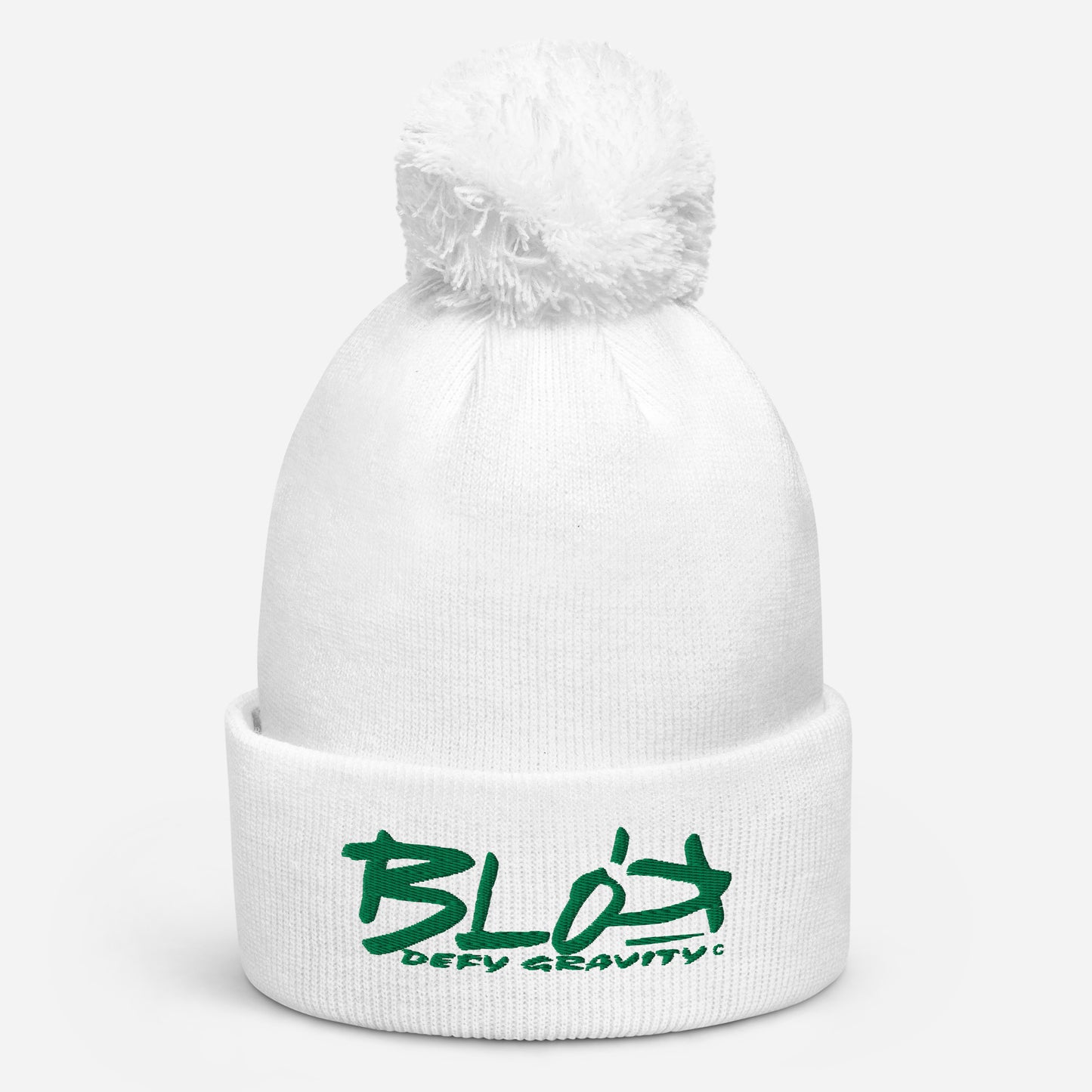 Blok Defy Gravity - Pom Pom Beanie - Dark Green Embroidery