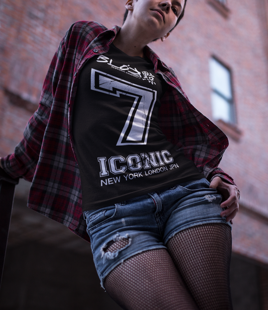 Iconic 7 - Front Print in White - Women's Slim Fit