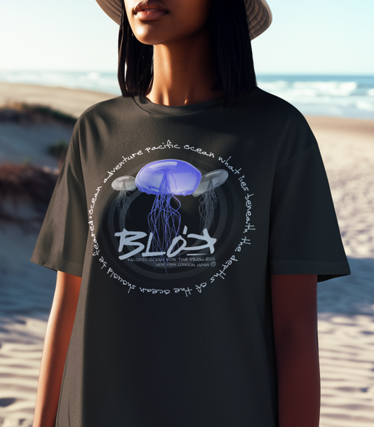 Jellyfish - Front Print - with White Logo - Women's Oversize