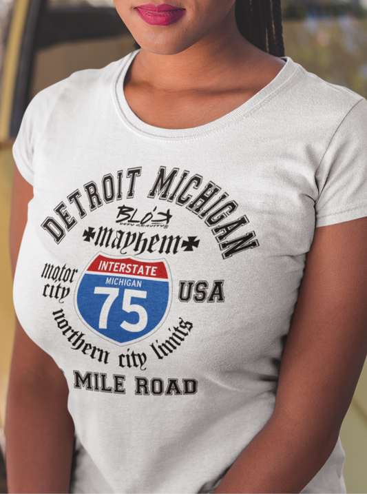 Detroit 8 Mile - 50 States - with Black Print - Women's Slim Fit
