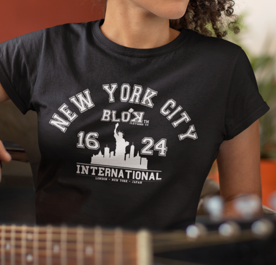 BLOK N.Y.C International - White Print Women's Slim Fit Graphic T-Shirt