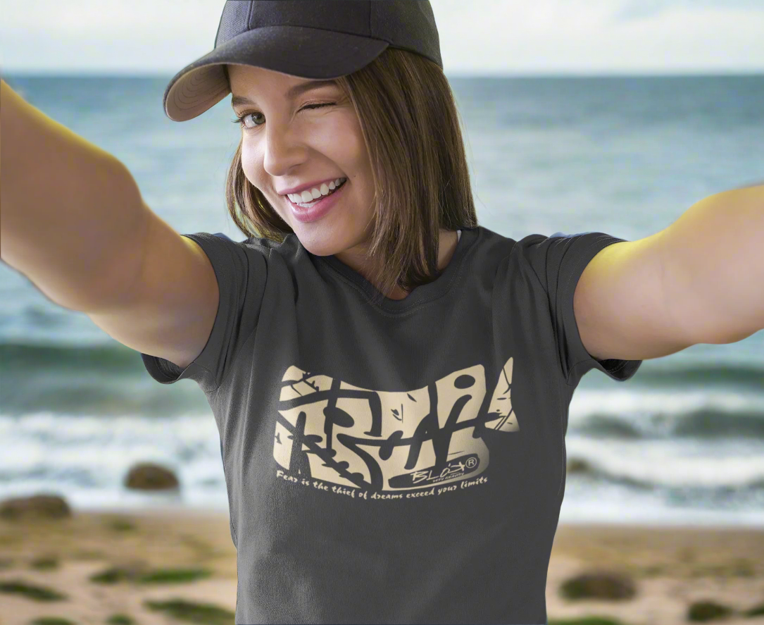 Fish Bone - Back & Front Print in White - Women's Oversize