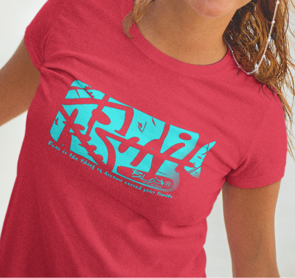 BLOK Fish Bone - Turquoise Front Print Women's Slim Fit Graphic T-Shirt
