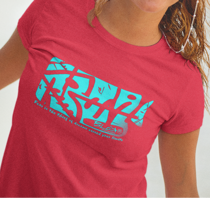 BLOK Fish Bone - Turquoise Front Print Women's Slim Fit Graphic T-Shirt