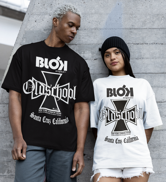 Old School Iron Cross - Front Print in Black - Women's Relaxed Fit