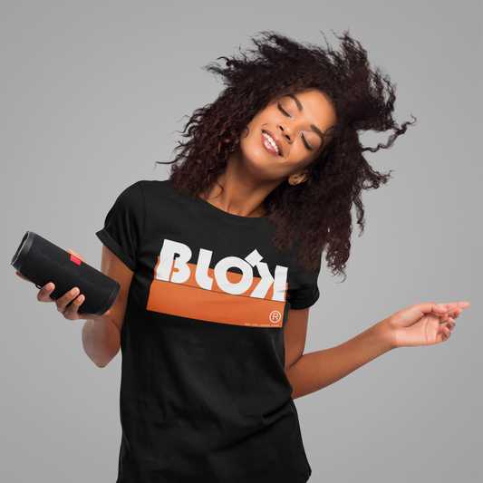 Blok Stripe - with Orange & White Print - Women's Slim Fit