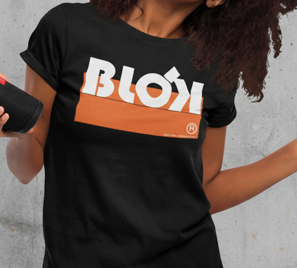 Blok logo boxed - Orange and White - Woman's Slim Fit