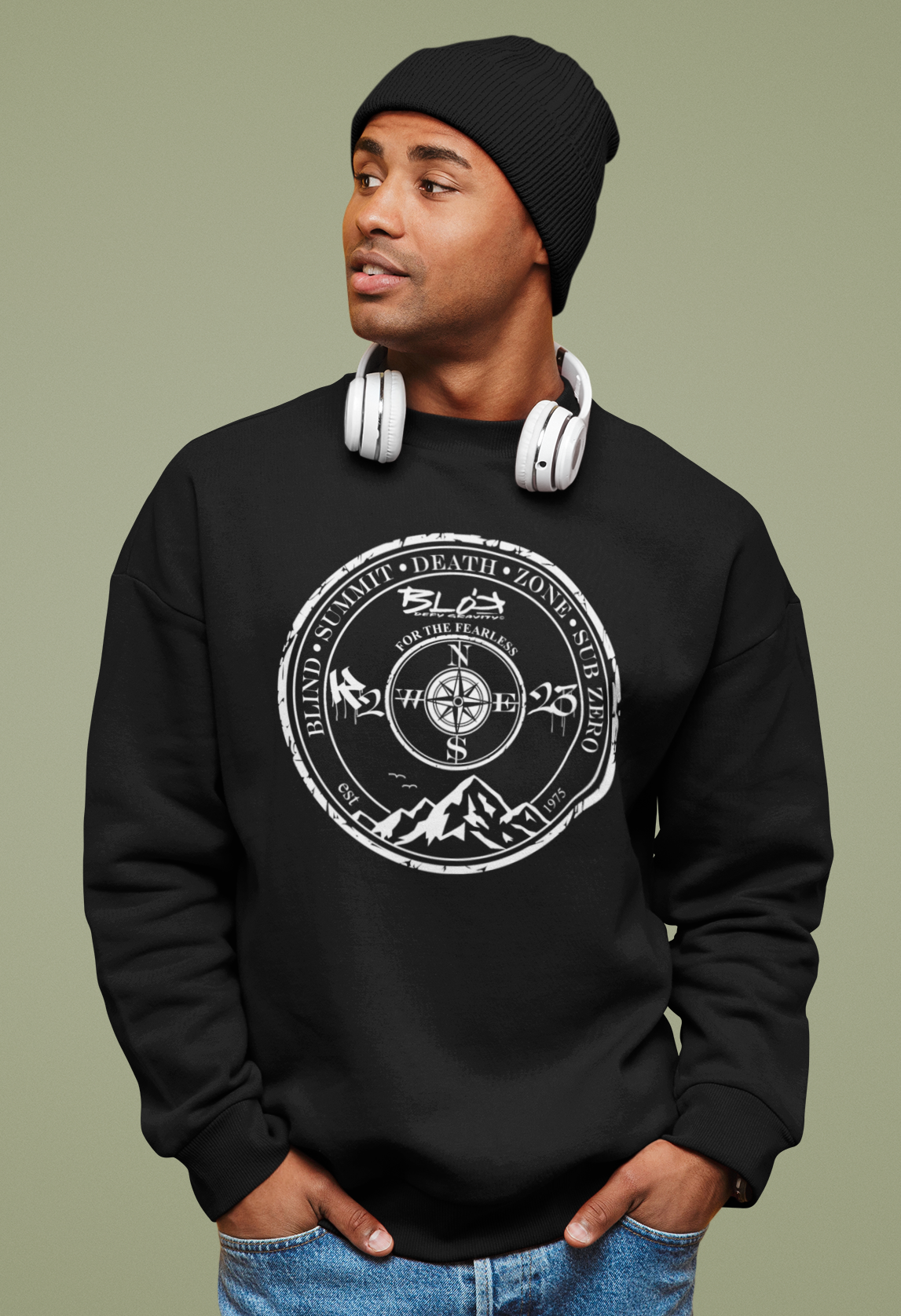 Blind Summit - Front Print in White - Men's Sweatshirt