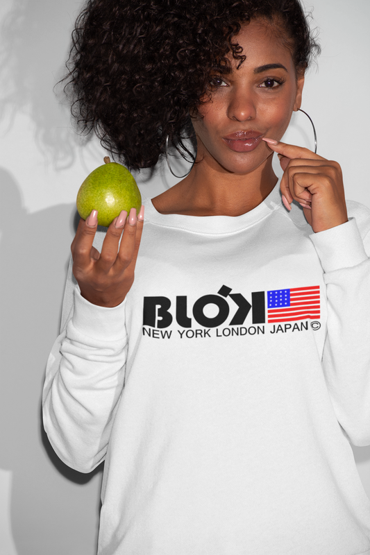 NY LDN JPN & Flag - Grey Print - Women's Sweatshirt