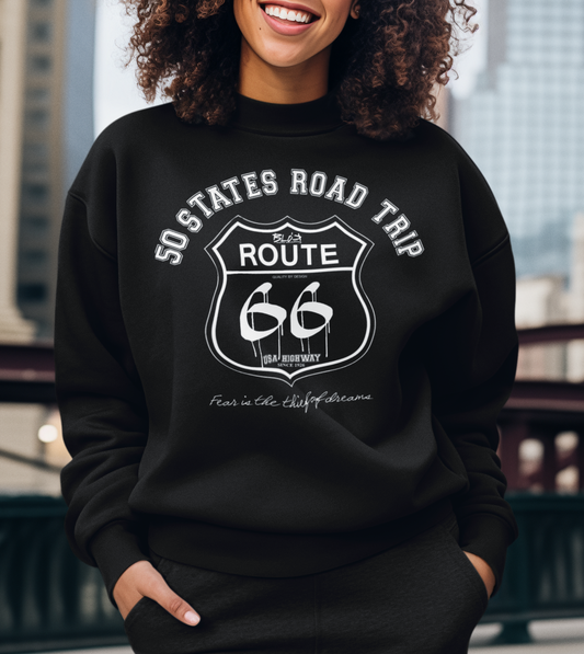 Route 66 Road Trip - 50 States - White Print - Women's Sweatshirt