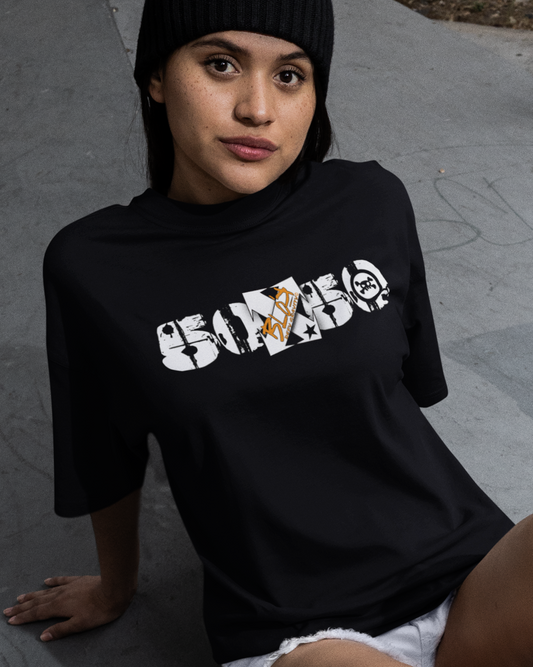 50/50 - Front Print in White & Orange - Women's Relaxed Fit