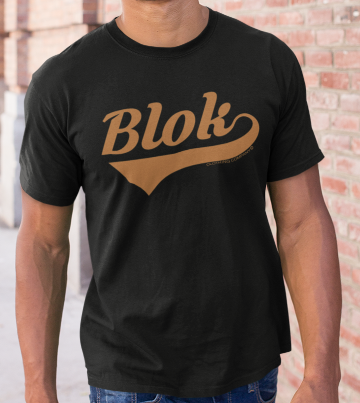 Blok Classic Logo - Front Print - in Gold - Men's Classic Fit Graphic T-Shirt