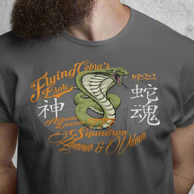 Flying Cobras - in Orange & Green Print - Men's Classic Fit Graphic T-Shirt