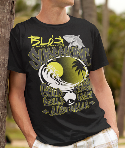 Gold Coast - Front Print - with Yellow Logo - Men's Loose Fit