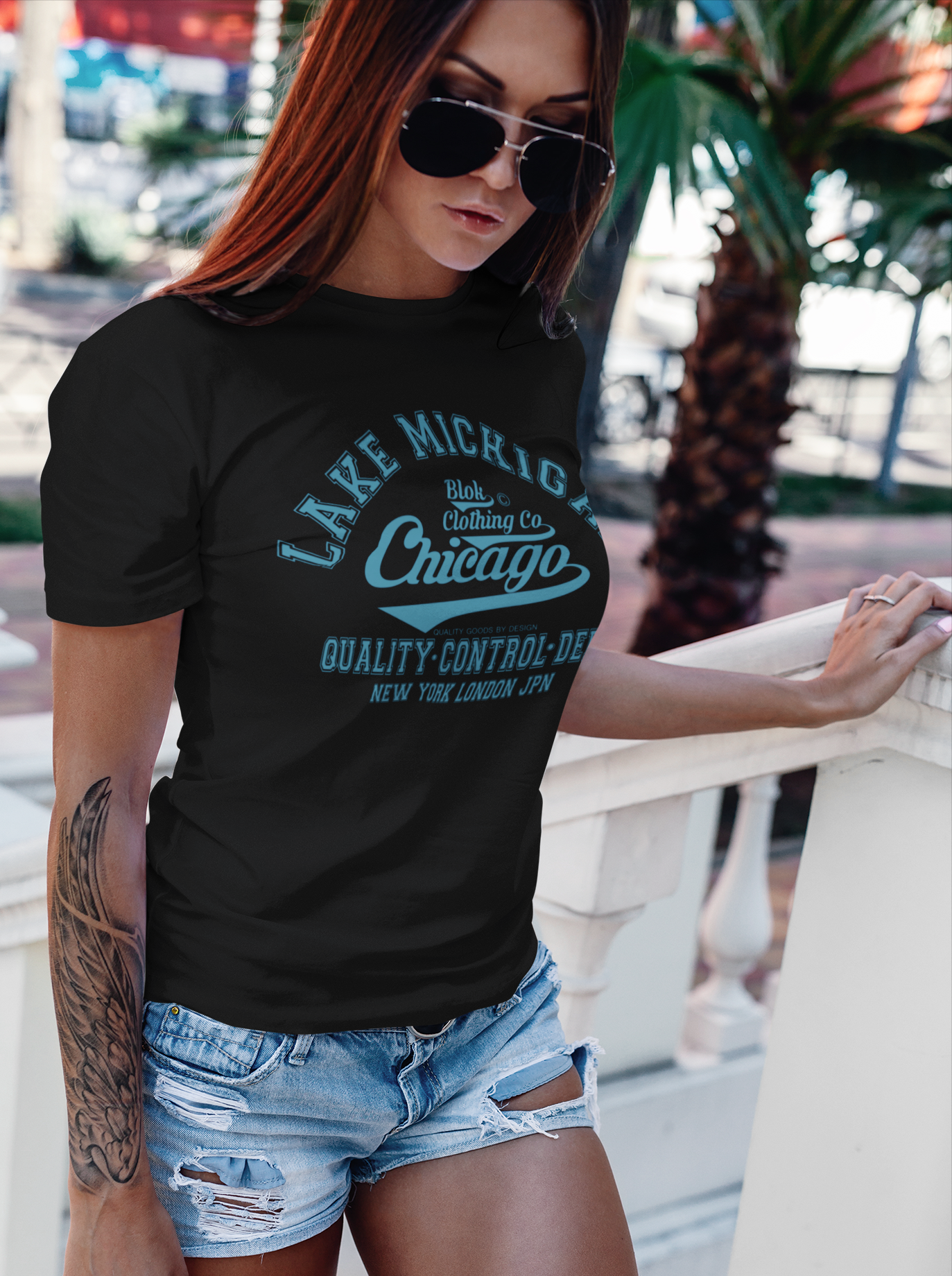 Chicago - 50 States - Front Print in Blue - Women's Relaxed Fit