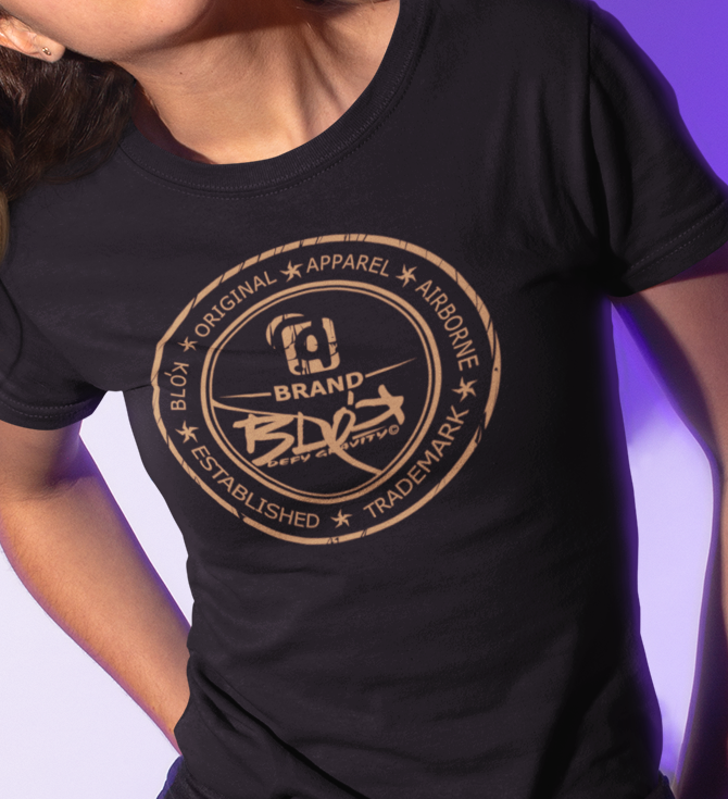 BLOK Original Apparel Stamp - Gold Print Women's Slim Fit Graphic T-Shirt