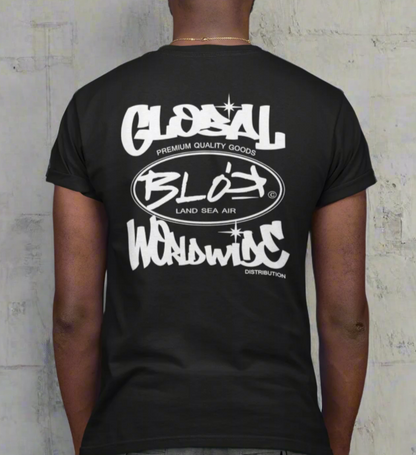 Blok Global - Front & Back Print - with White Logo - Men's Loose Fit
