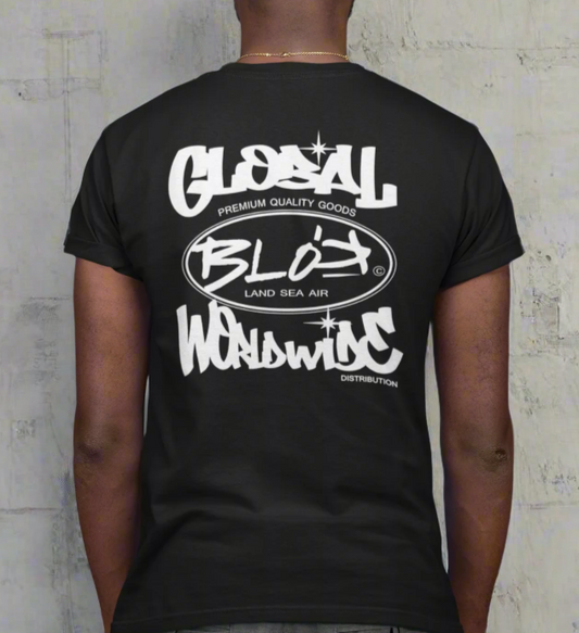 Blok Global - Front & Back Print - with White Logo - Men's Loose Fit