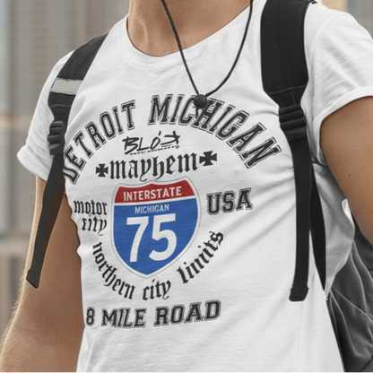 Detroit 8 Mile - Front Print in Black - Men's Classic Fit Graphic T-Shirt