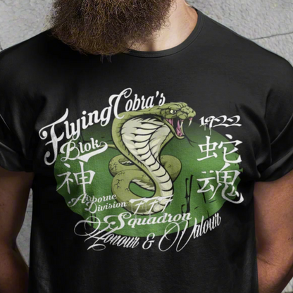 Flying Cobras - in White & Green Print - Men's Classic Fit Graphic T-Shirt