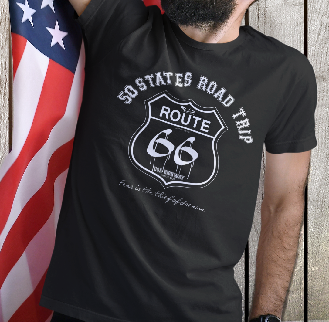 Route 66 Road Trip - Front Print in White