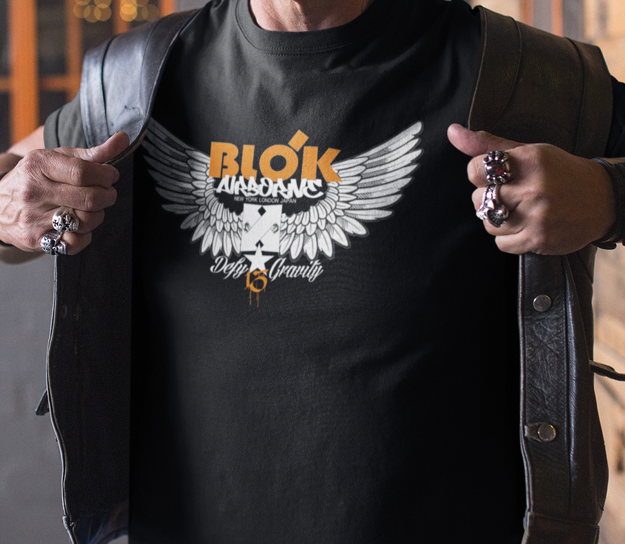 Airborne Wings - Front Print in Orange - Men's Loose Fit