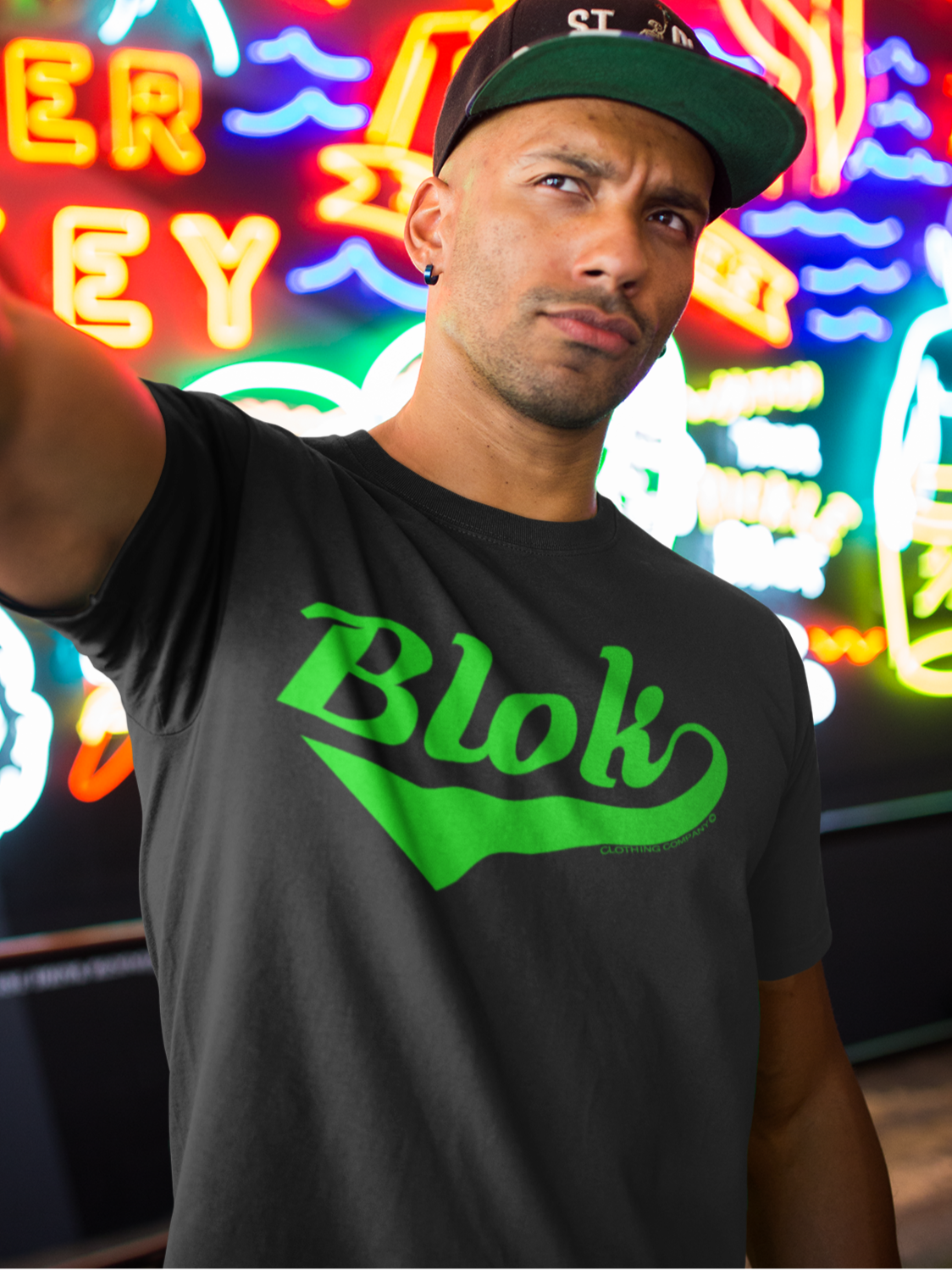 Blok Classic Logo - Front Print - in Green - Men's Classic Fit Graphic T-Shirt