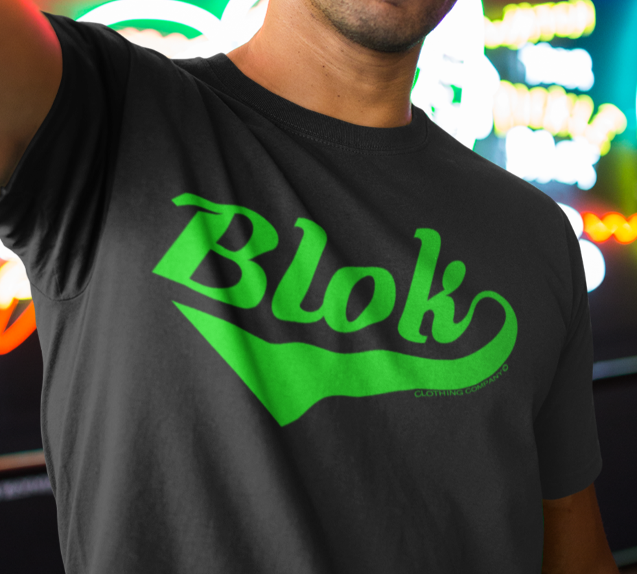 Blok Classic Logo - Front Print - in Green - Men's Classic Fit Graphic T-Shirt