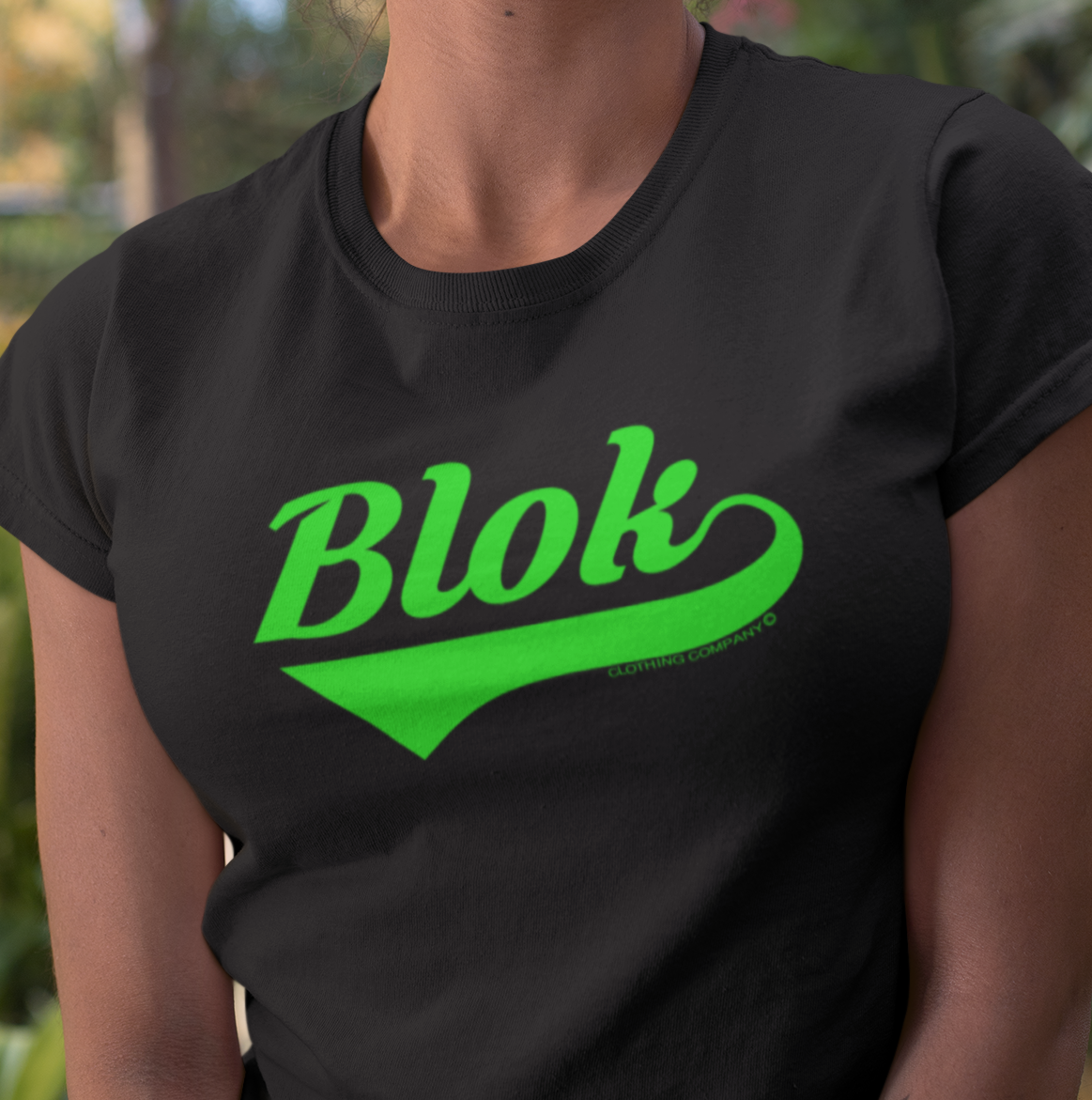 BLOK Classic - Green Front Print Women's Slim Fit Graphic T-Shirt
