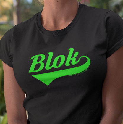 BLOK Classic - Green Front Print Women's Slim Fit Graphic T-Shirt